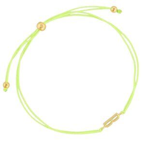 Gorjana Initial Prism Bracelet – Letter B – Gold Plated – Green Cord – NWT